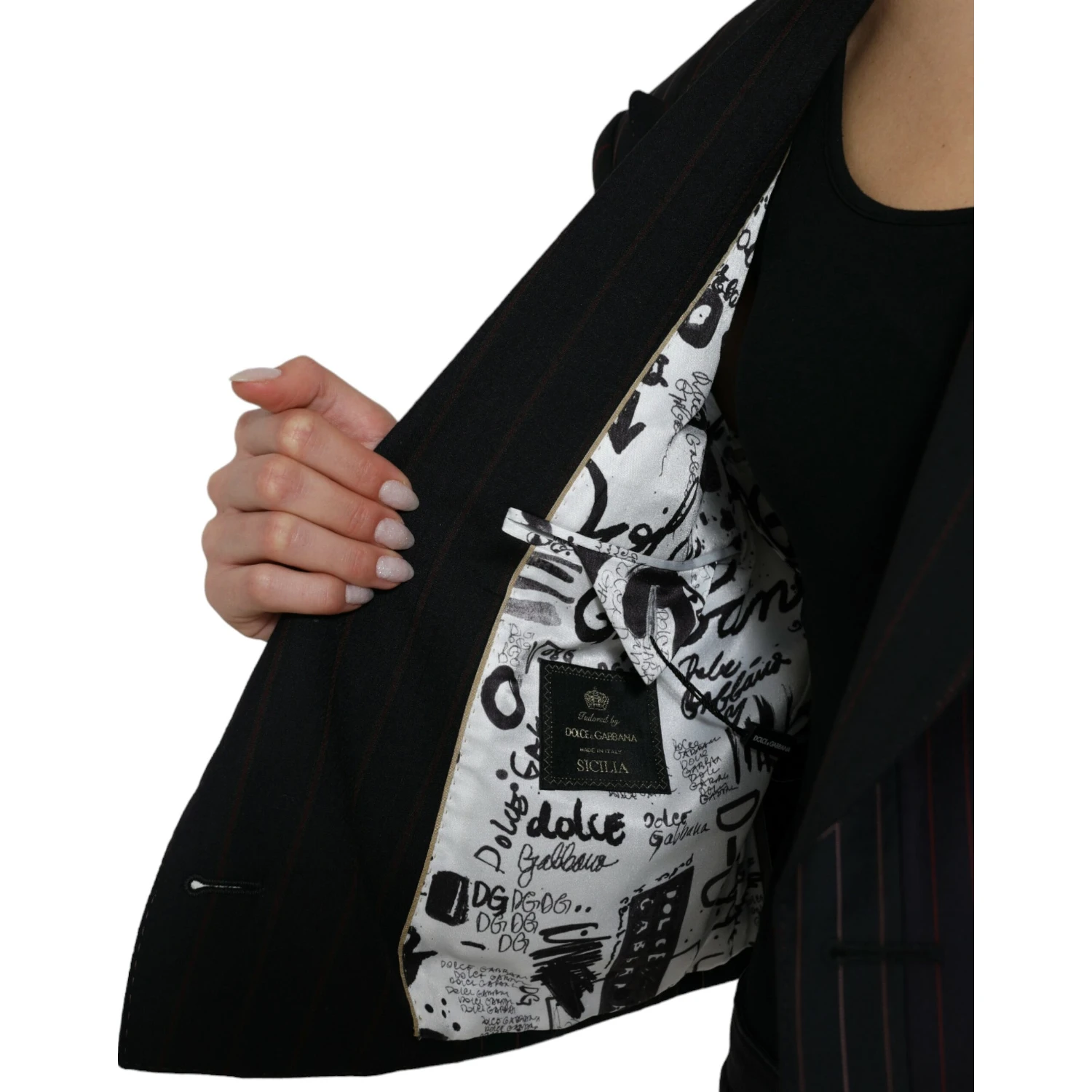 Black Striped SICILIA Double Breasted Jacket