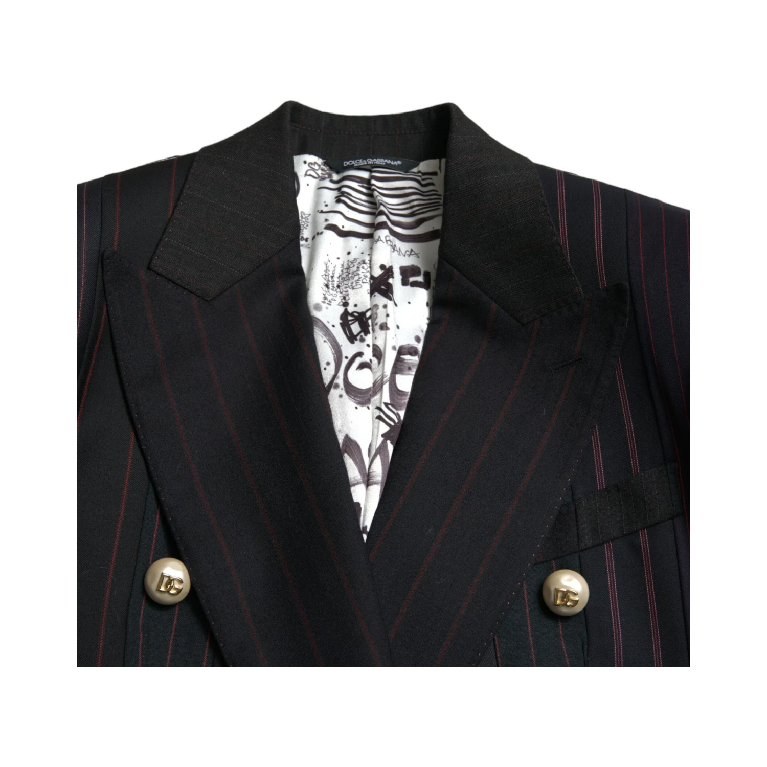 Black Striped SICILIA Double Breasted Jacket