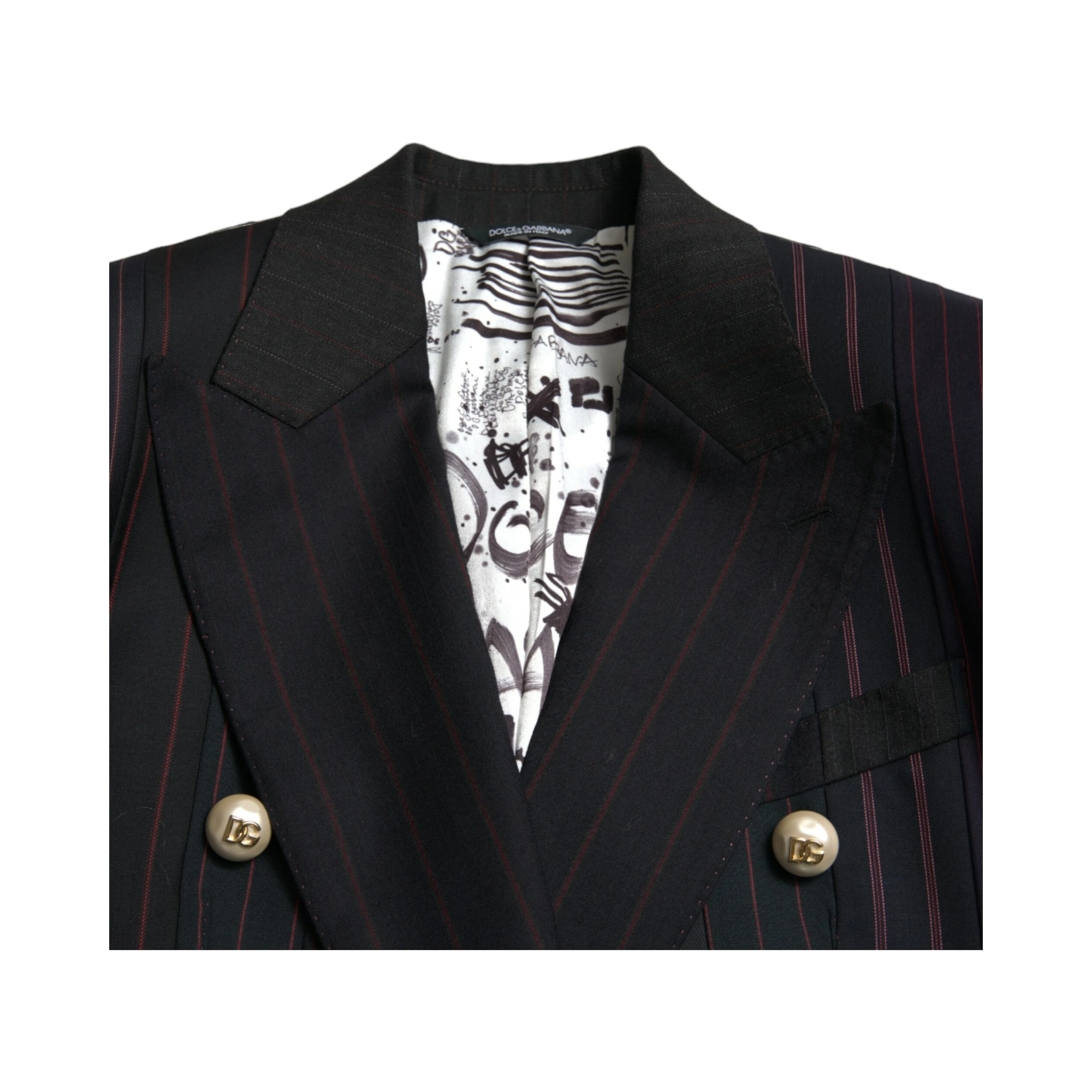 Black Striped SICILIA Double Breasted Jacket