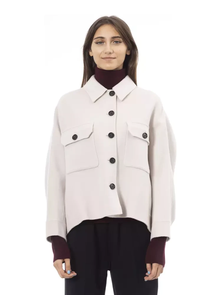Elegant White Wool Blazer Jacket