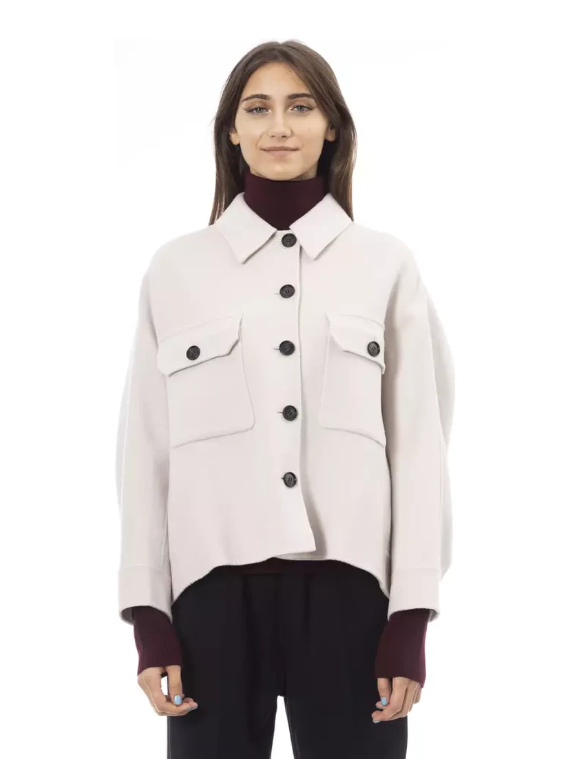 Elegant White Wool Blazer Jacket
