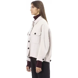 Elegant White Wool Blazer Jacket