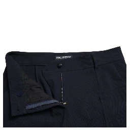 Blue Mid Waist Tapered Cropped Pants