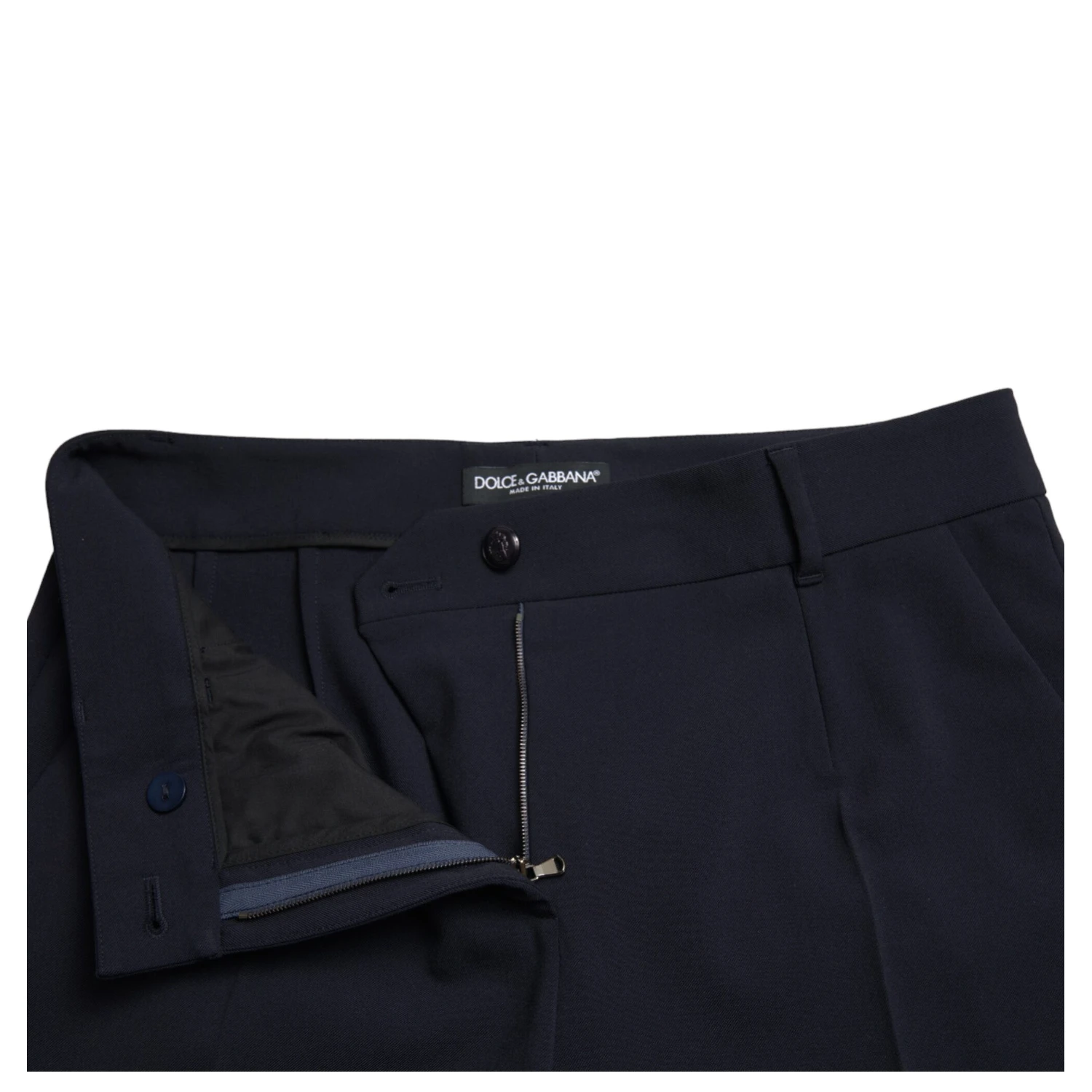 Blue Mid Waist Tapered Cropped Pants