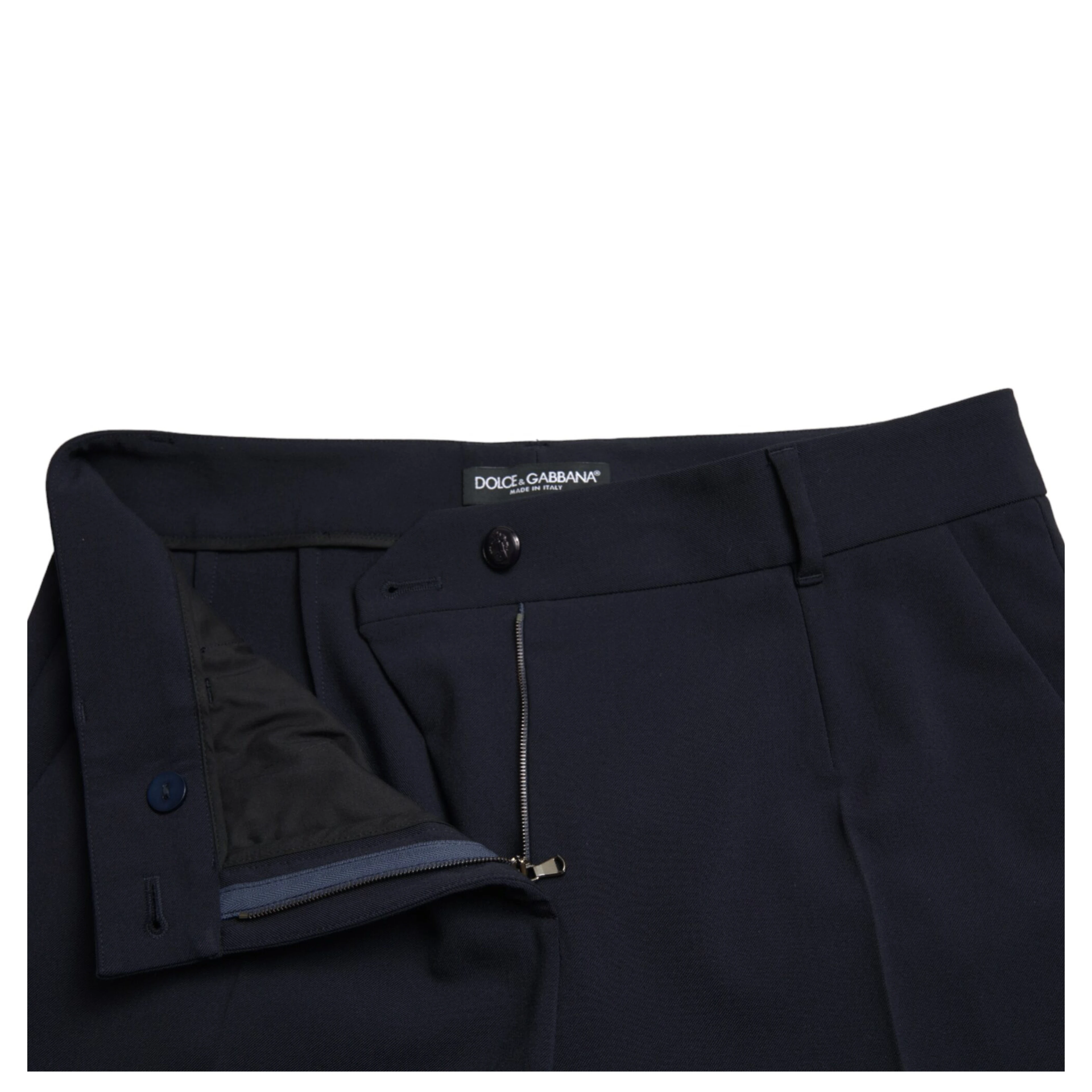 Blue Mid Waist Tapered Cropped Pants