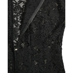 Black Floral Lace Cotton A-line Mini Dress