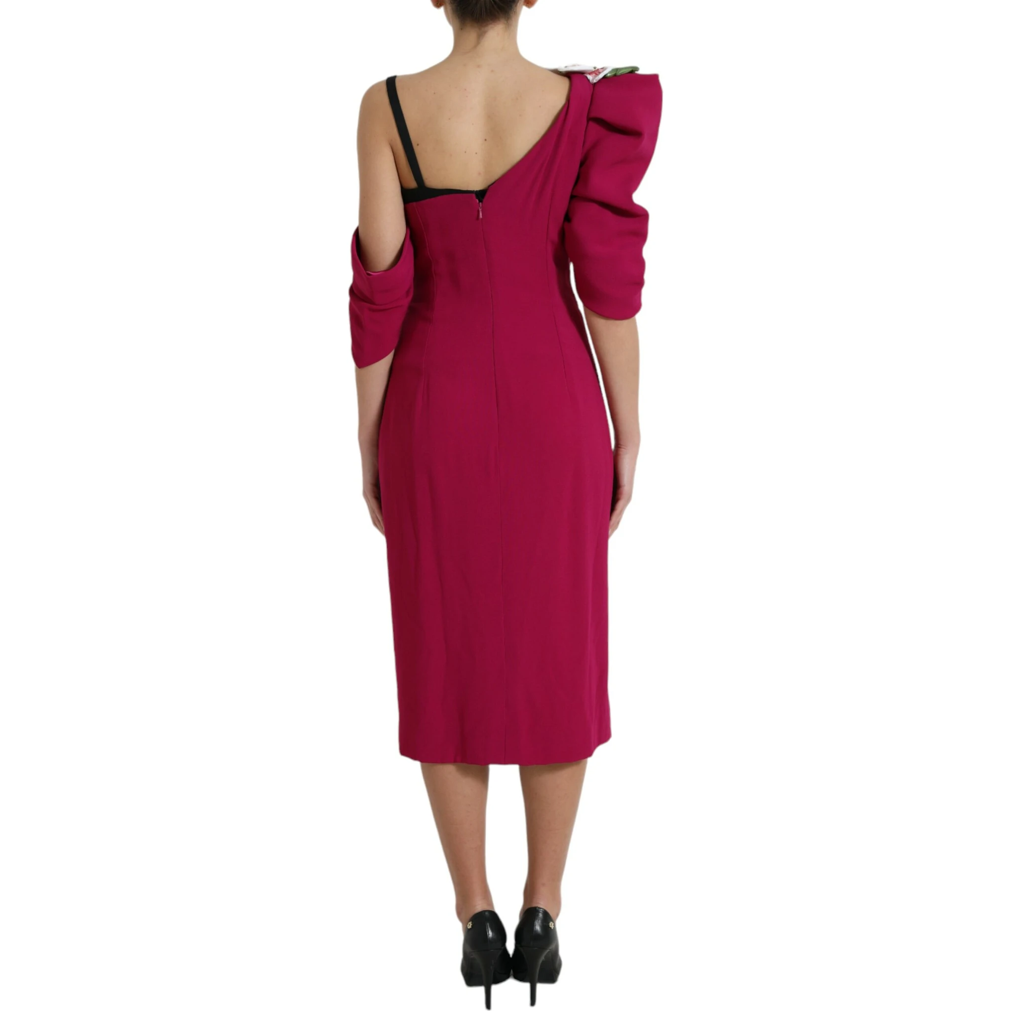 Purple Flower Embellished One Shoulder Dress