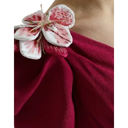 Purple Flower Embellished One Shoulder Dress