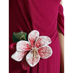 Purple Flower Embellished One Shoulder Dress