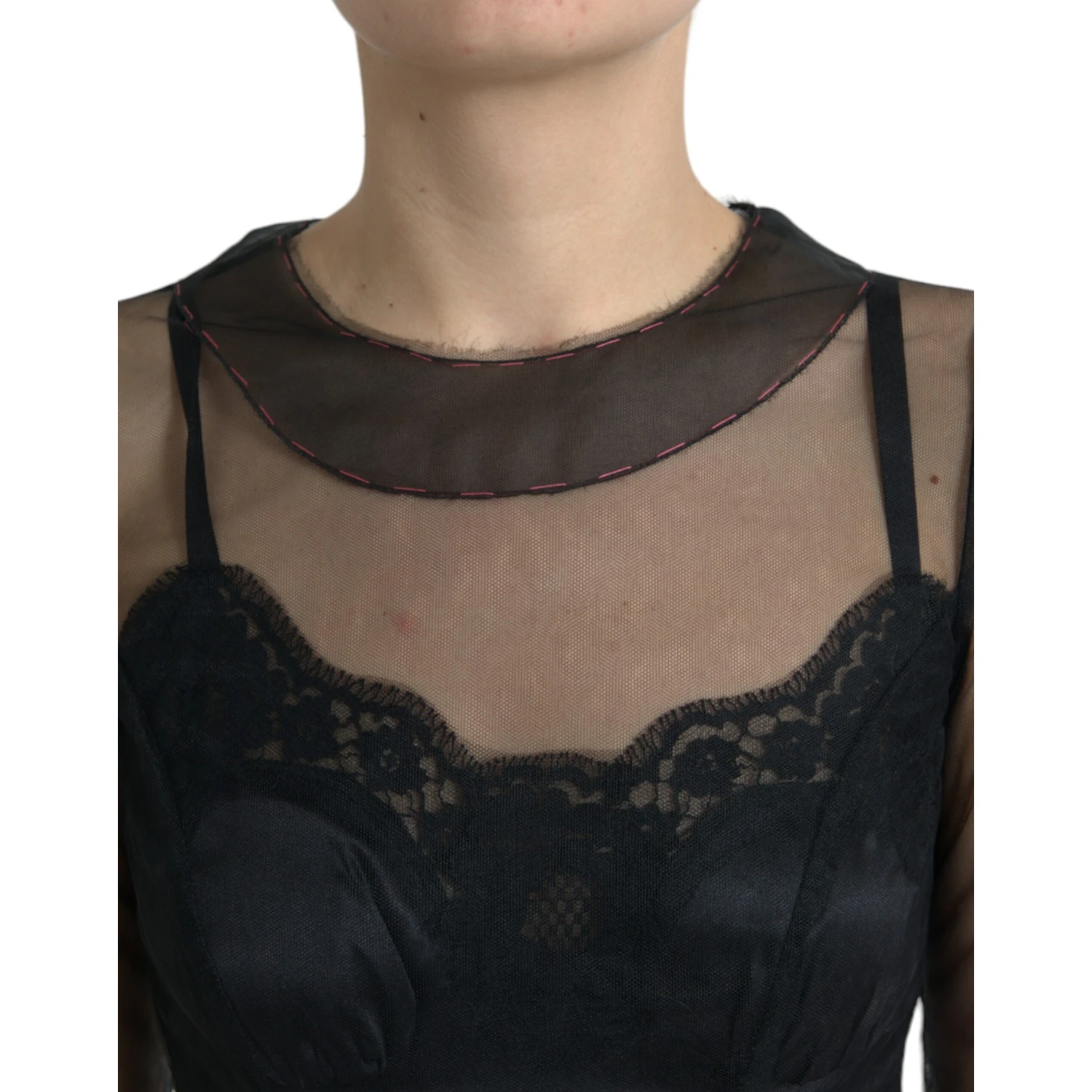 Black Floral Embroidery Mesh Tulle Gown Dress