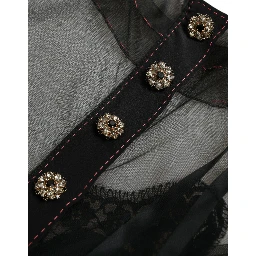 Black Floral Embroidery Mesh Tulle Gown Dress