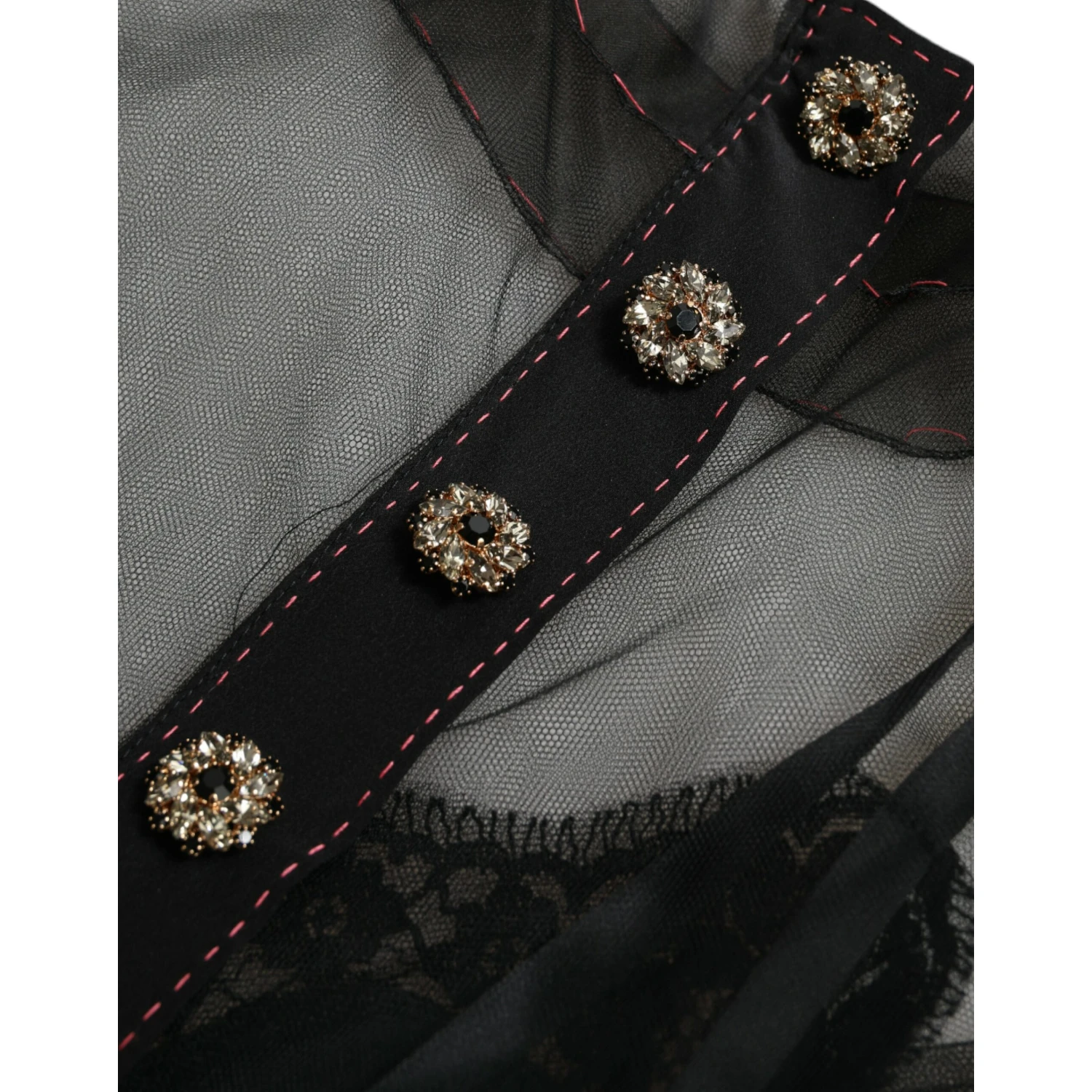 Black Floral Embroidery Mesh Tulle Gown Dress
