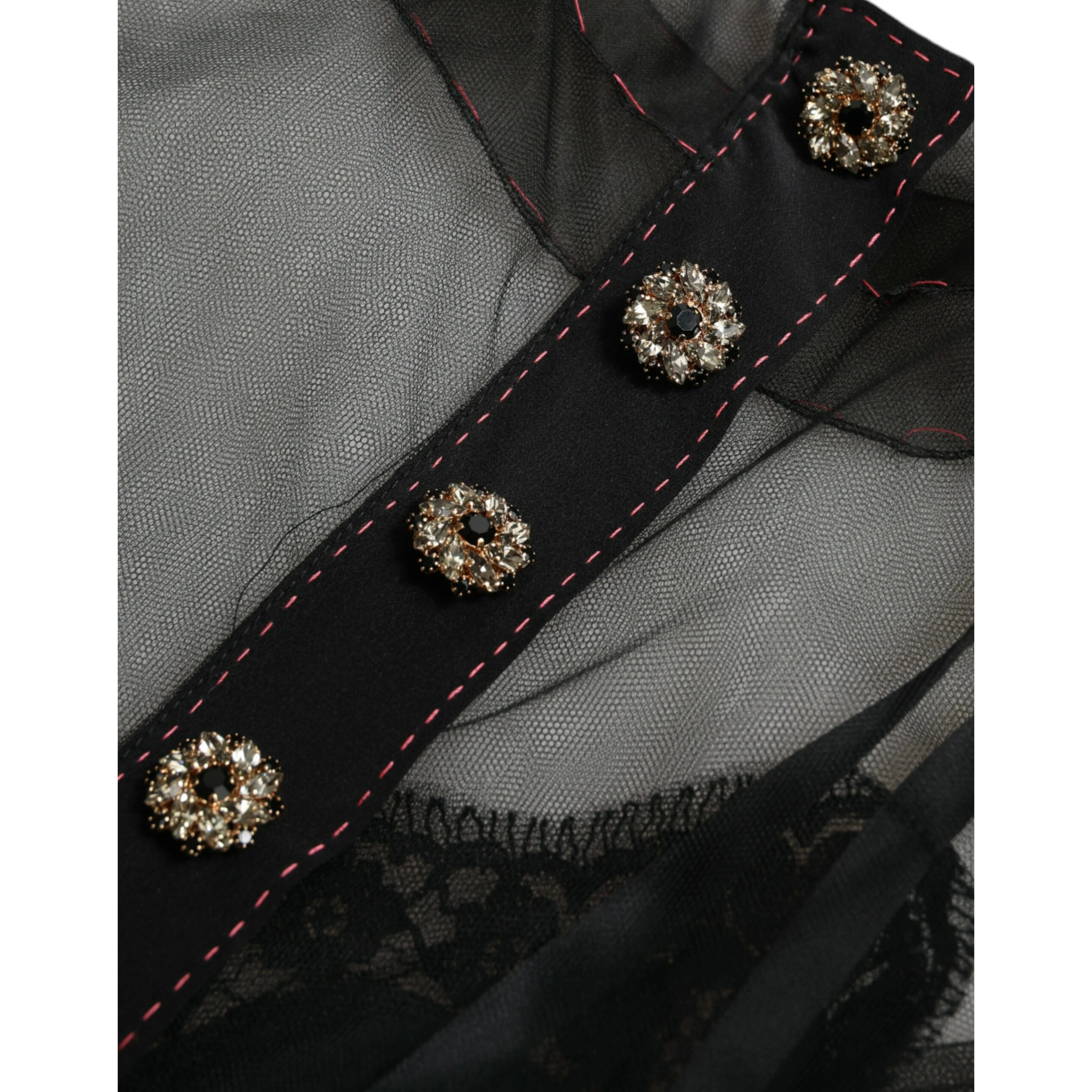 Black Floral Embroidery Mesh Tulle Gown Dress