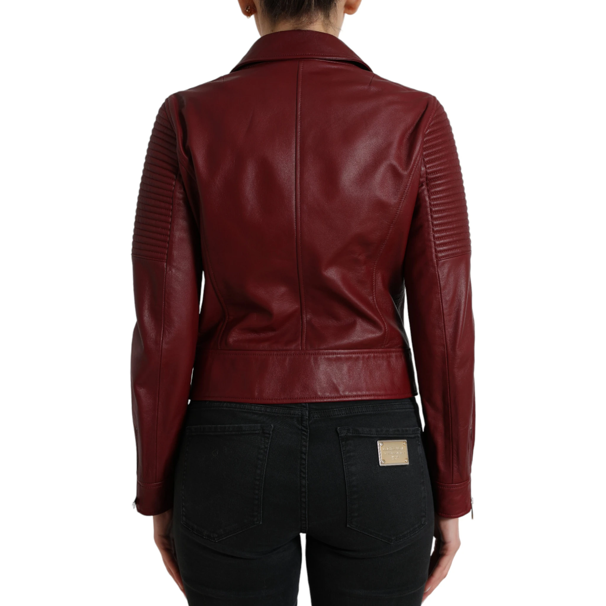 Bordeaux Leather Biker Coat Lambskin Jacket