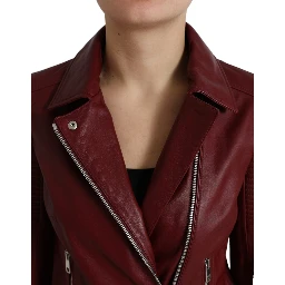 Bordeaux Leather Biker Coat Lambskin Jacket