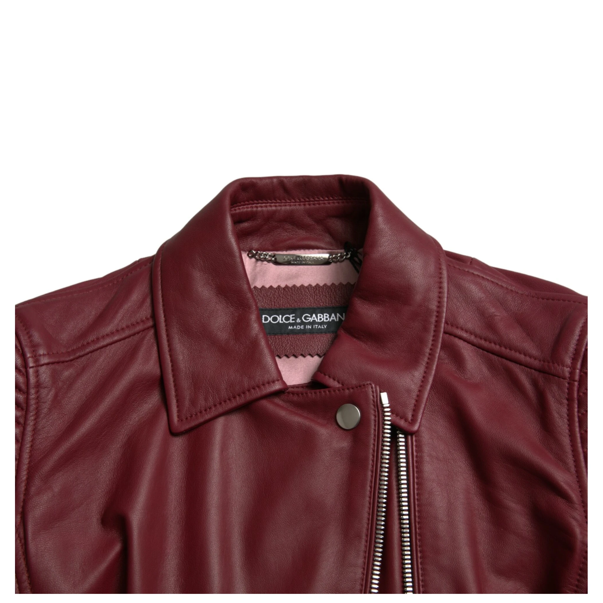 Bordeaux Leather Biker Coat Lambskin Jacket