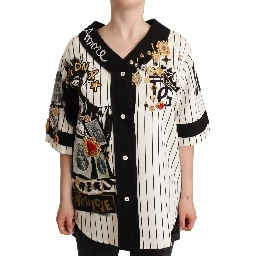 White Cotton Crystal Charms Amore Shirt
