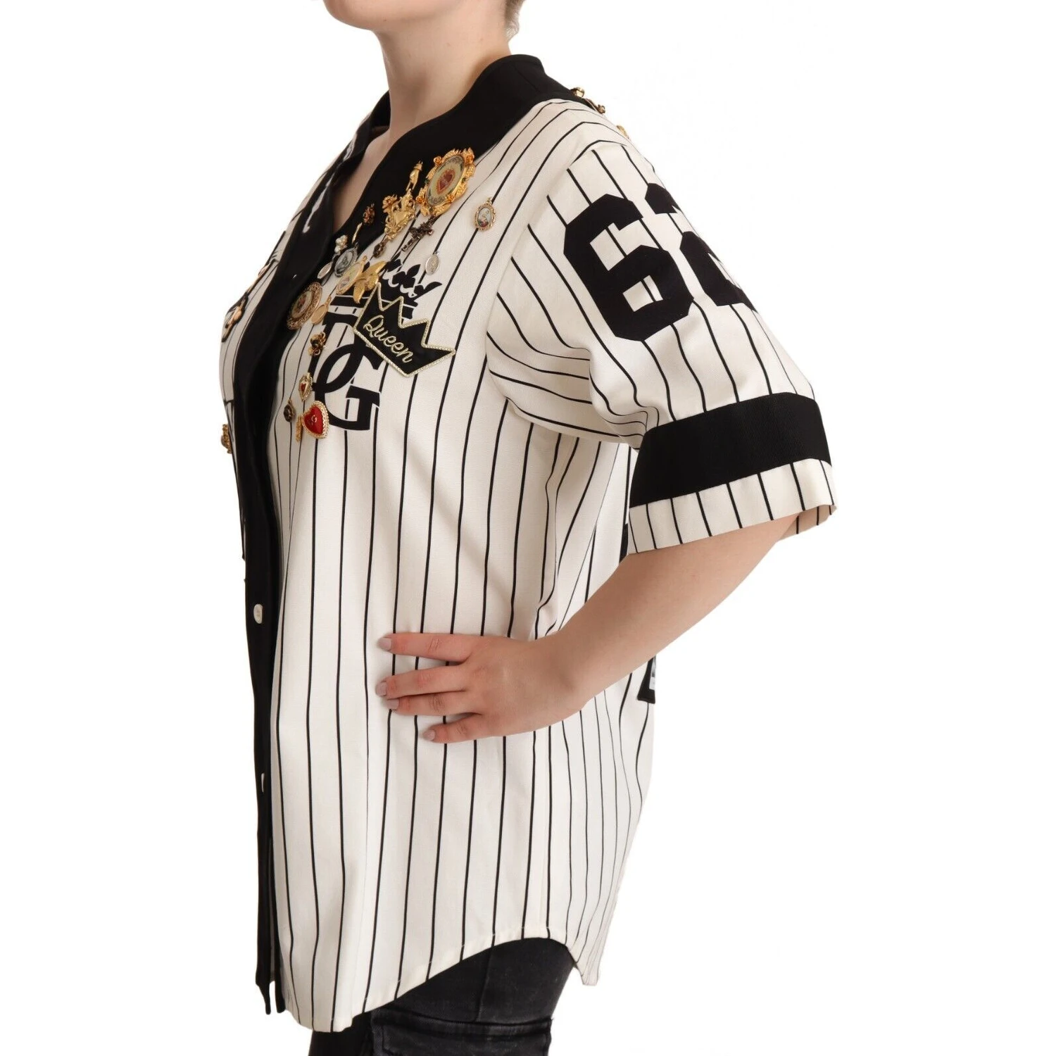 White Cotton Crystal Charms Amore Shirt