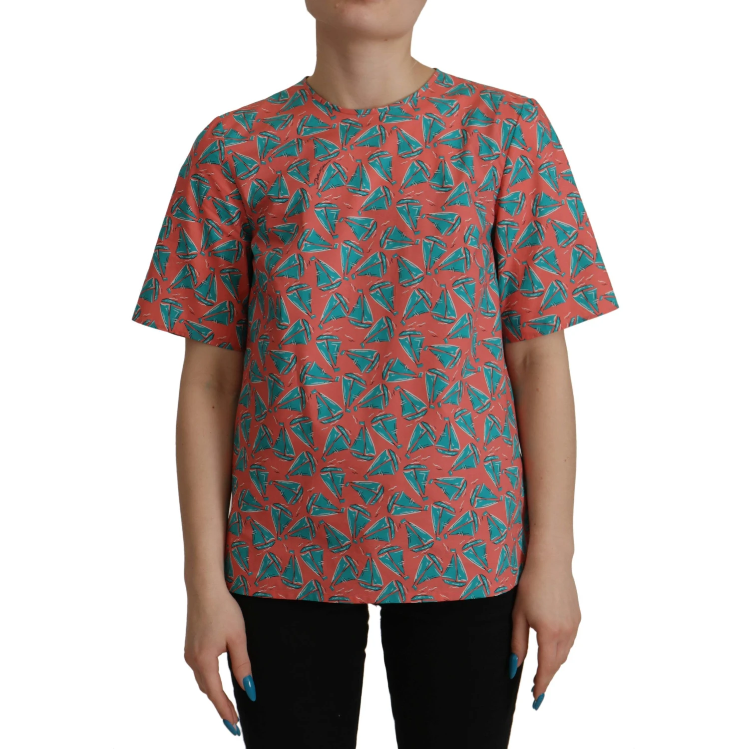 Pink Sail Boat Print Cotton T-shirt
