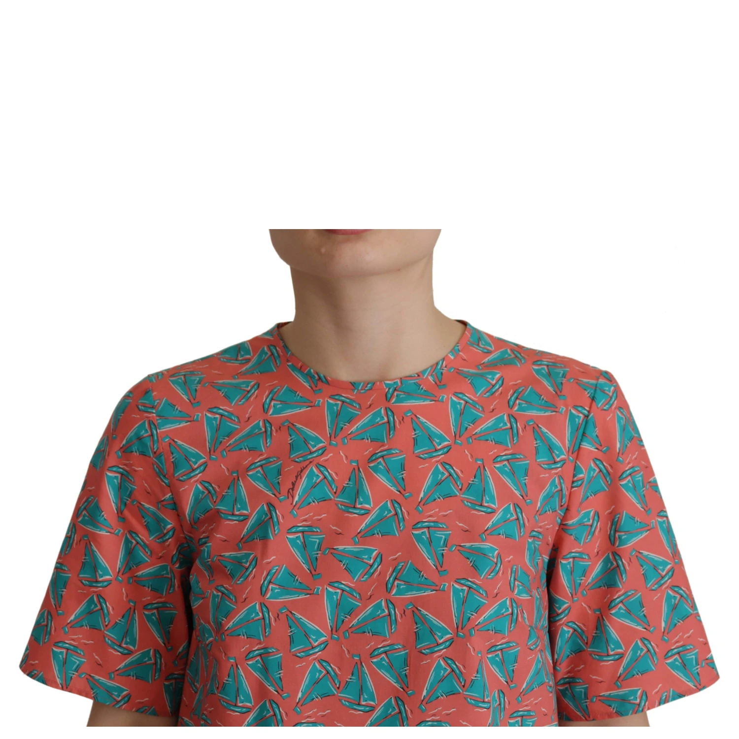 Pink Sail Boat Print Cotton T-shirt
