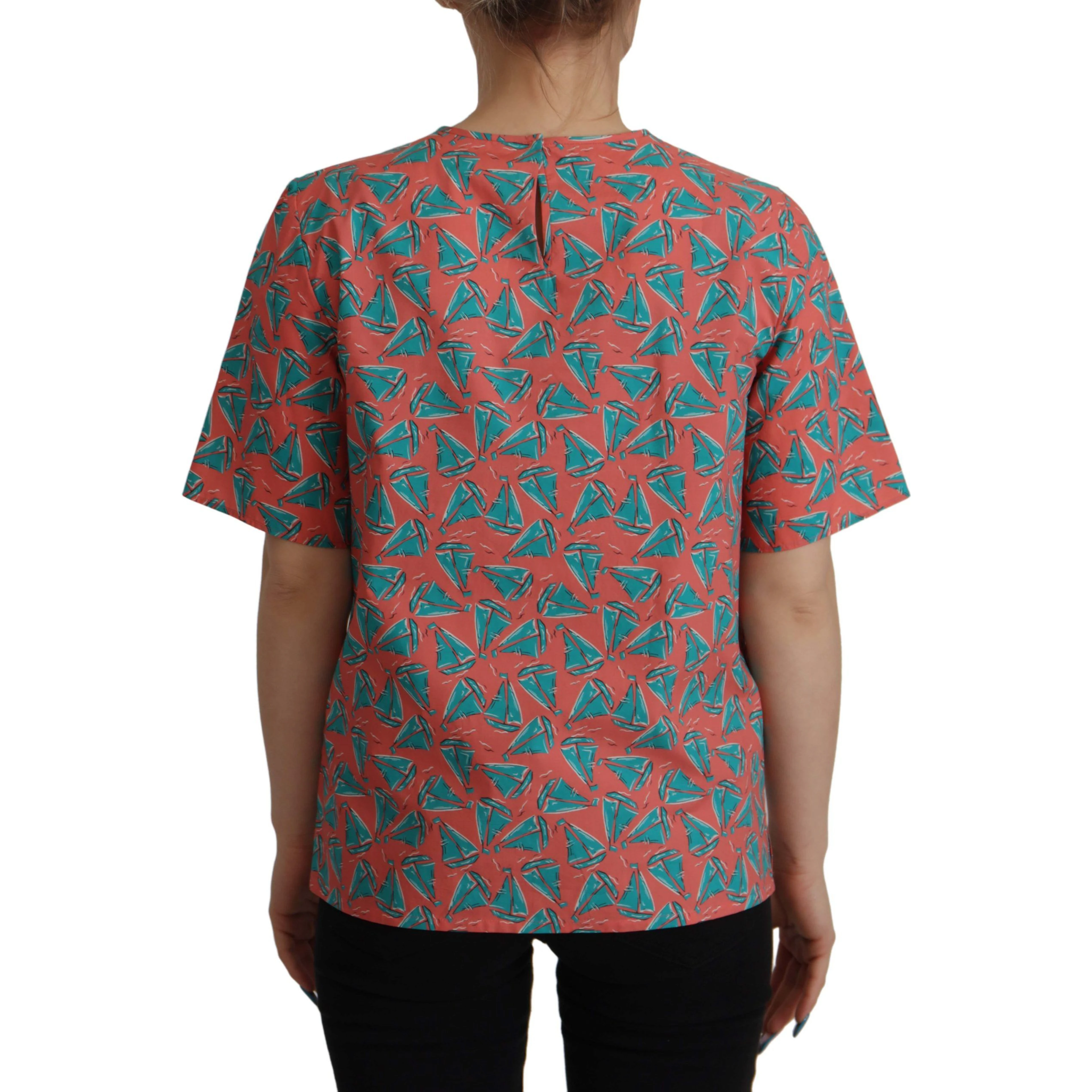 Pink Sail Boat Print Cotton T-shirt