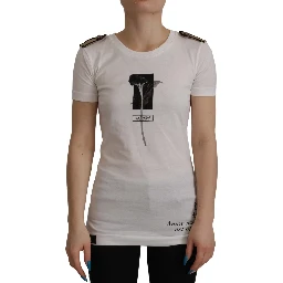 White Black Roses Crewneck Cotton  T-shirt