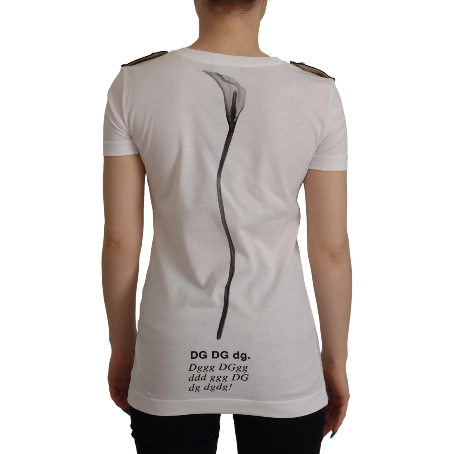 White Black Roses Crewneck Cotton  T-shirt