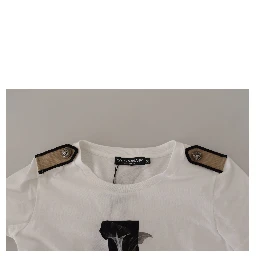 White Black Roses Crewneck Cotton  T-shirt