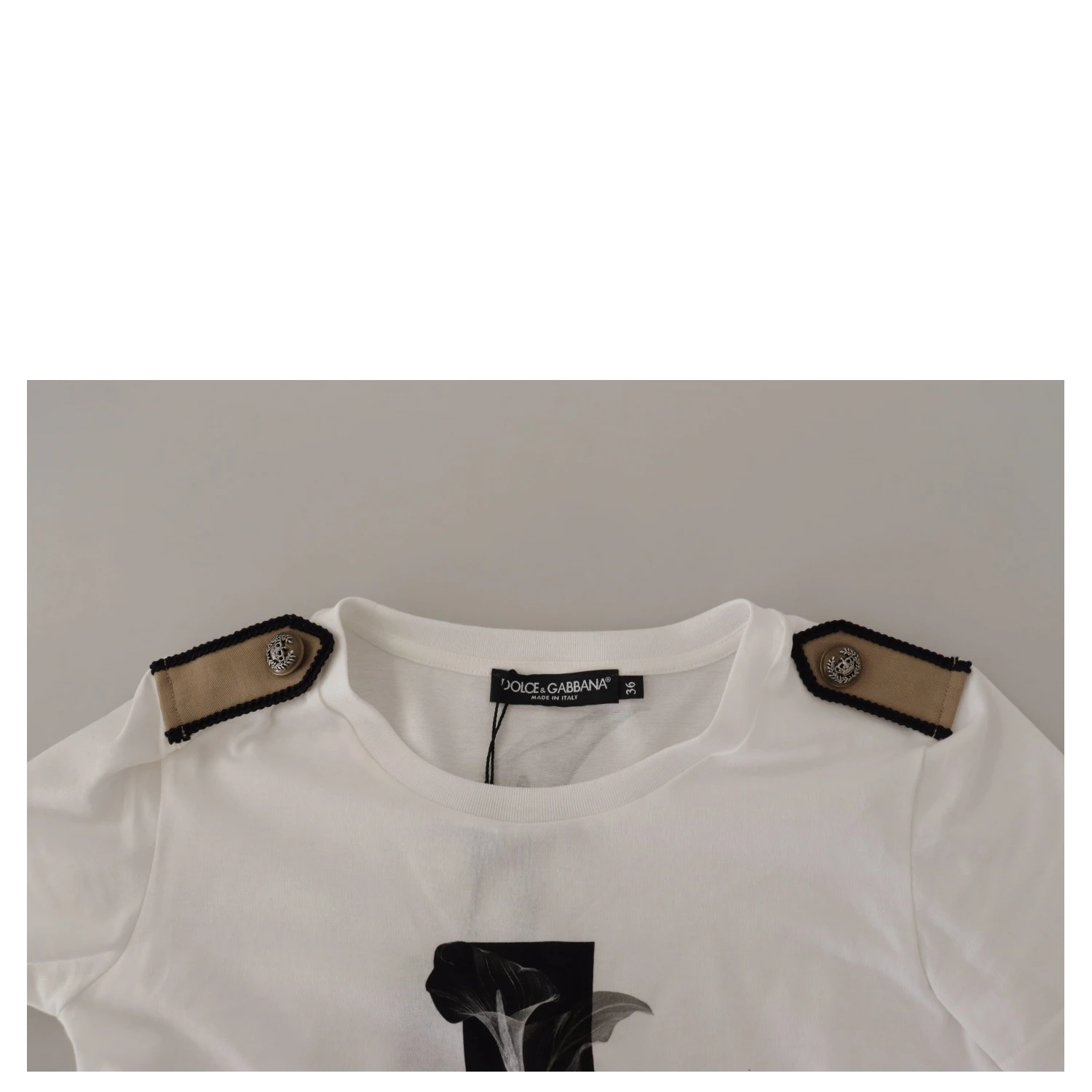 White Black Roses Crewneck Cotton  T-shirt