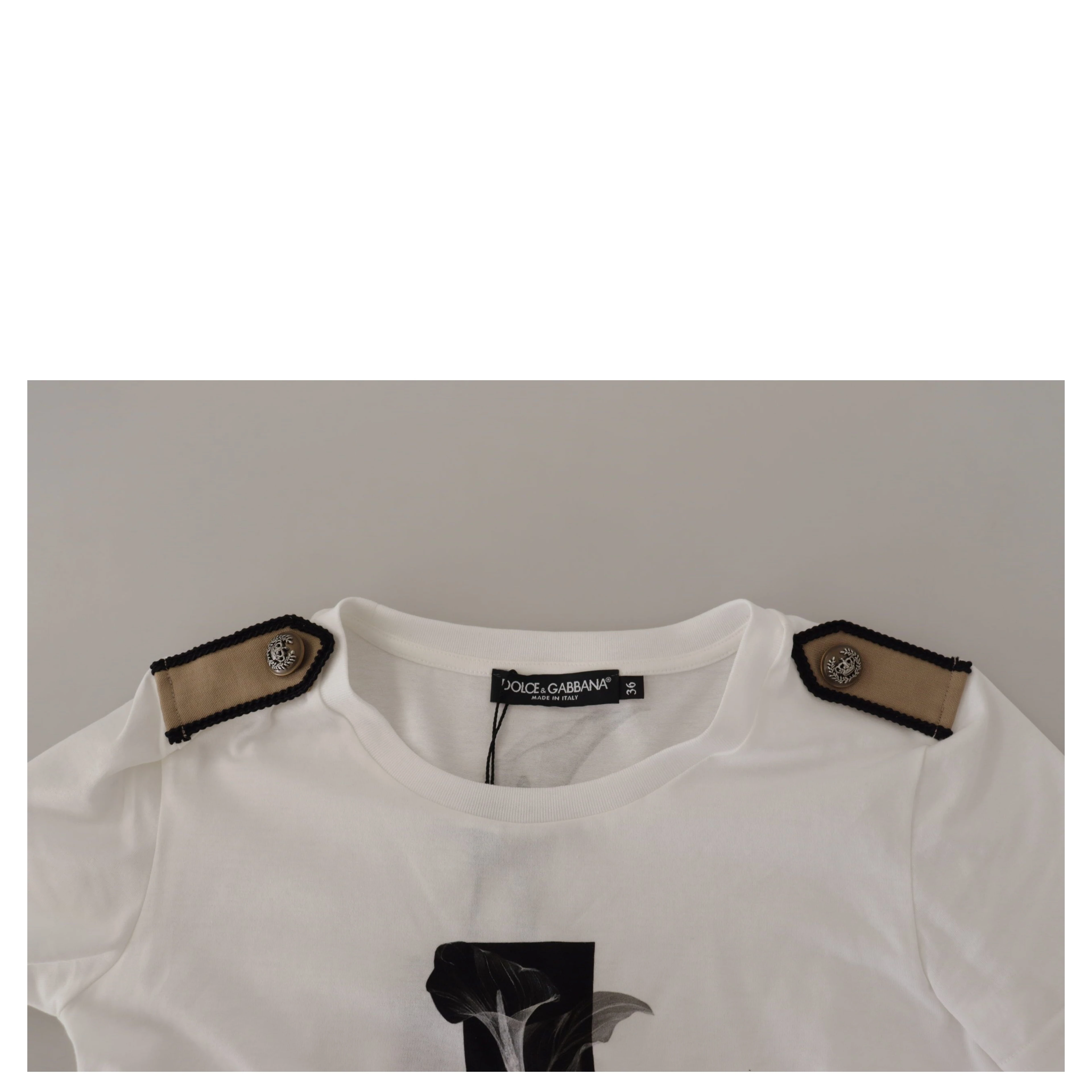 White Black Roses Crewneck Cotton  T-shirt