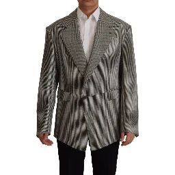 Gray Checkered Single Breasted Jacket Blazer