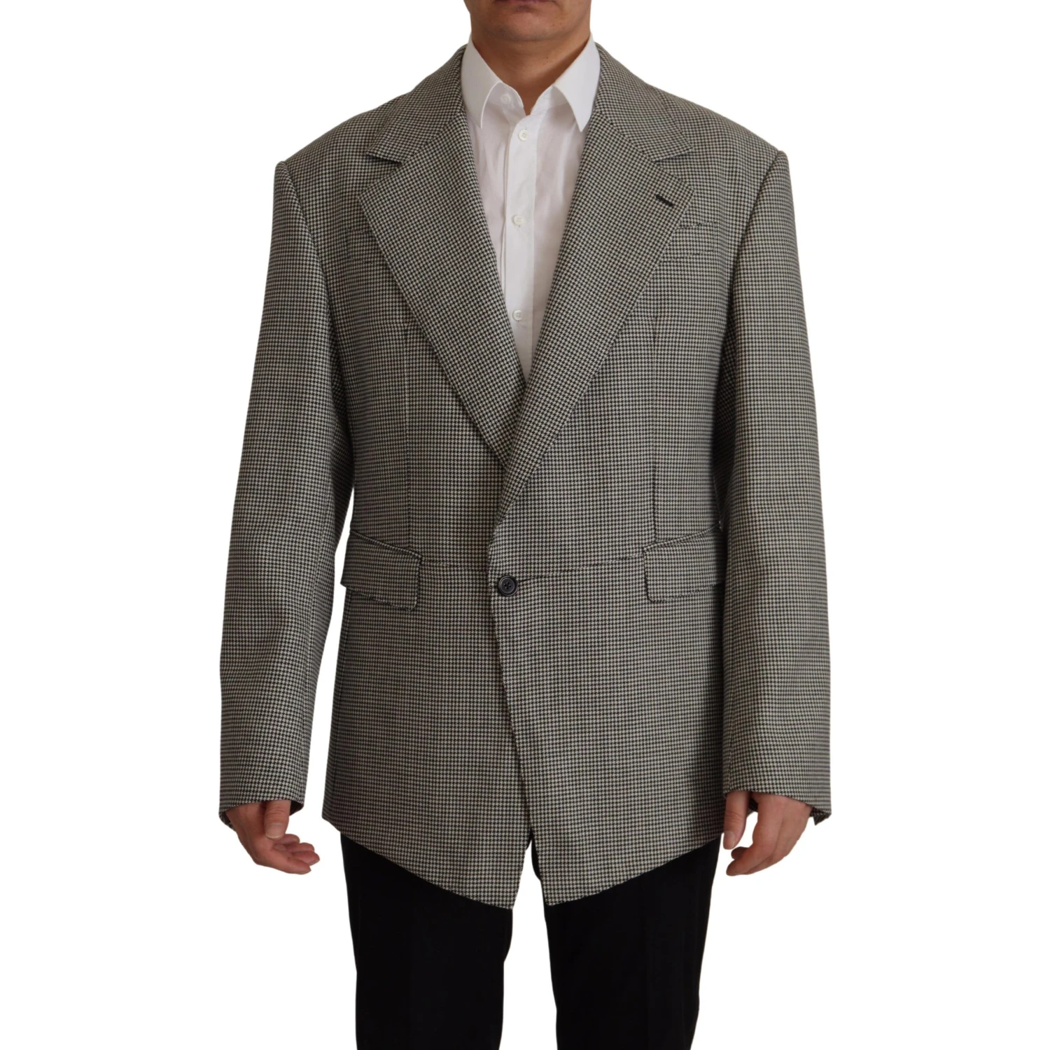 Gray Checkered Single Breasted Jacket Blazer