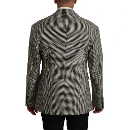 Gray Checkered Single Breasted Jacket Blazer