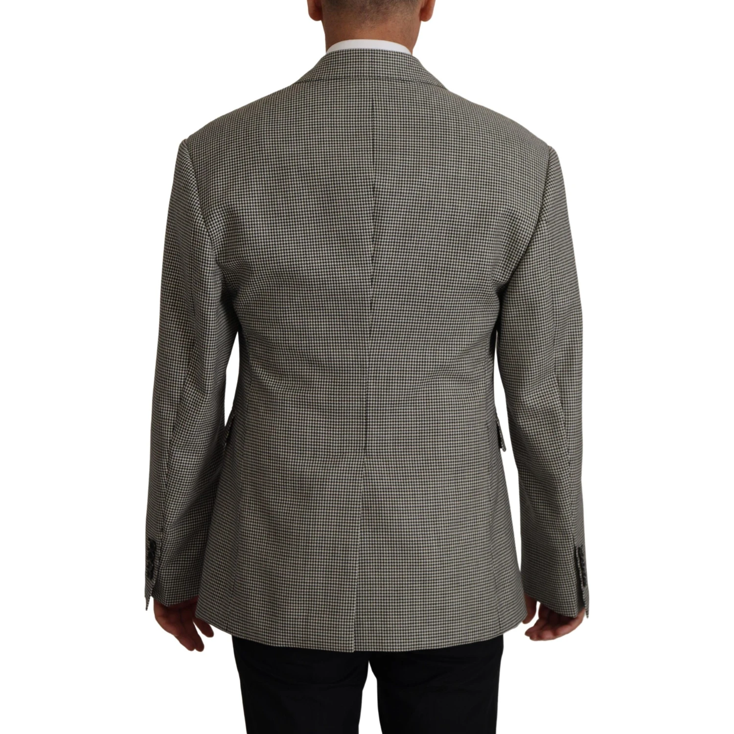 Gray Checkered Single Breasted Jacket Blazer