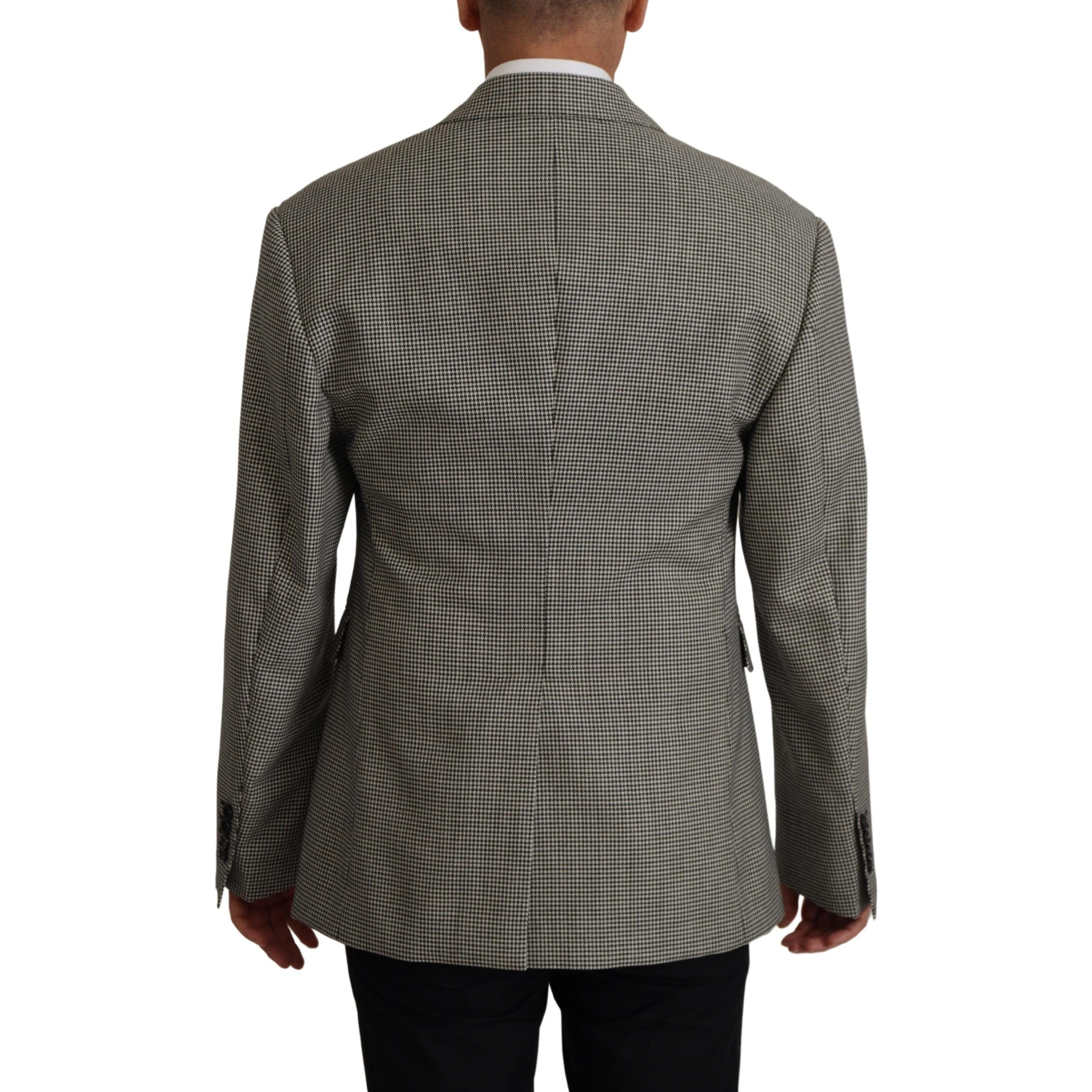 Gray Checkered Single Breasted Jacket Blazer