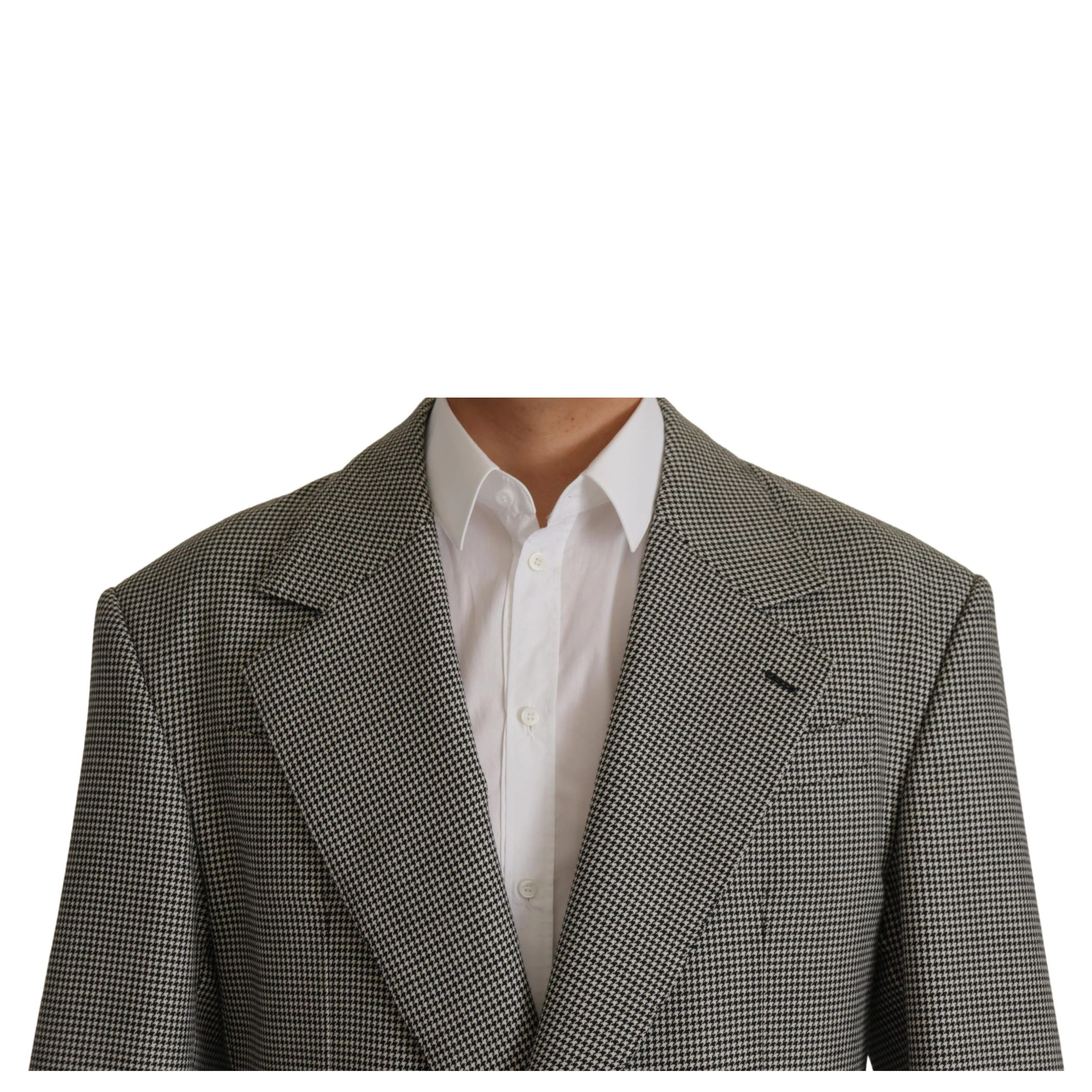 Gray Checkered Single Breasted Jacket Blazer