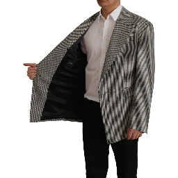 Gray Checkered Single Breasted Jacket Blazer