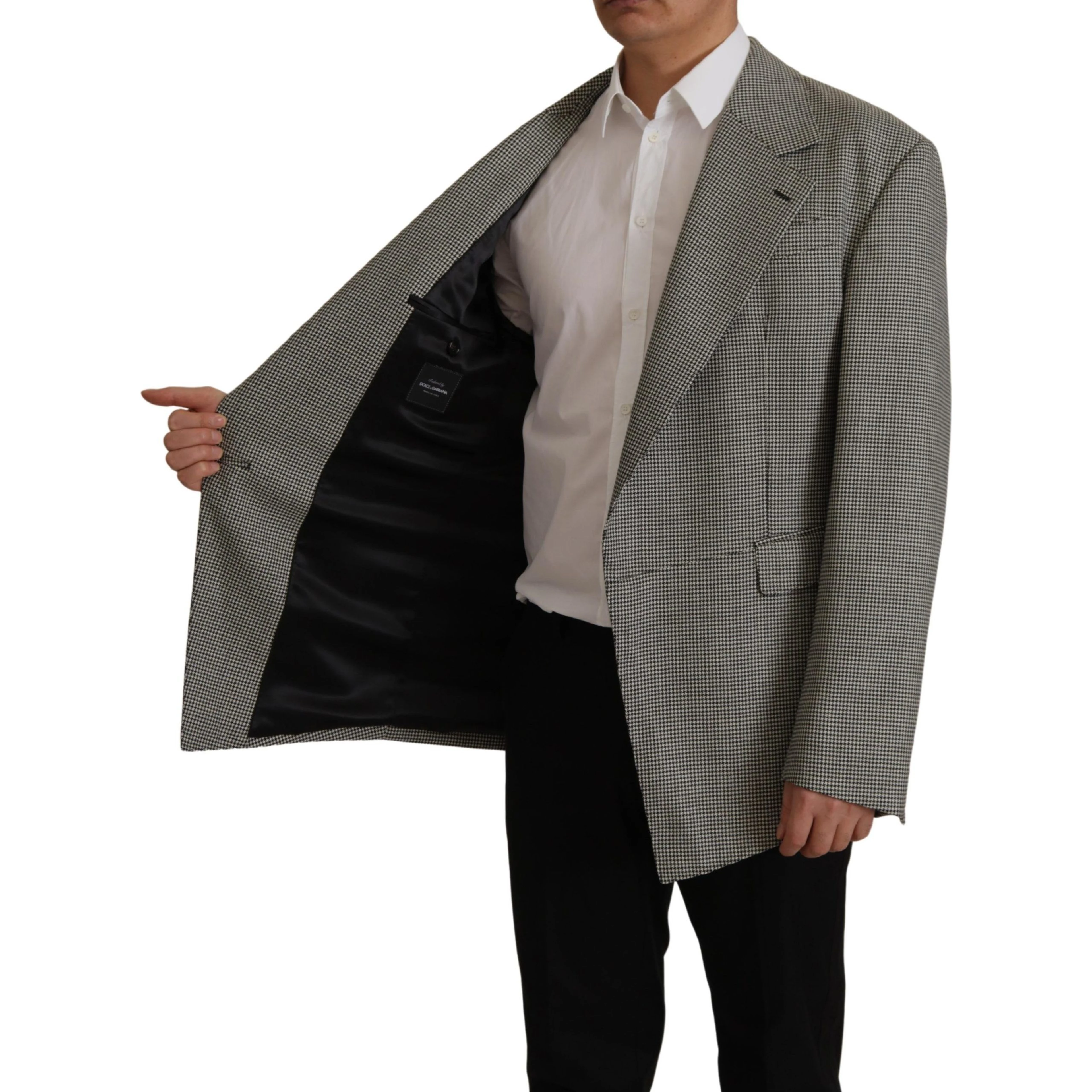 Gray Checkered Single Breasted Jacket Blazer