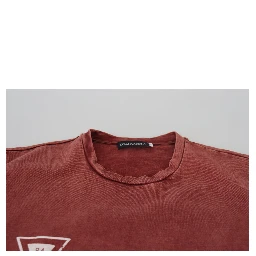 Maroon Print Round Neck Short Sleeves T-shirt