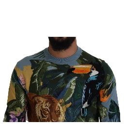 Multicolor Jungle Wool Pullover Logo Sweater