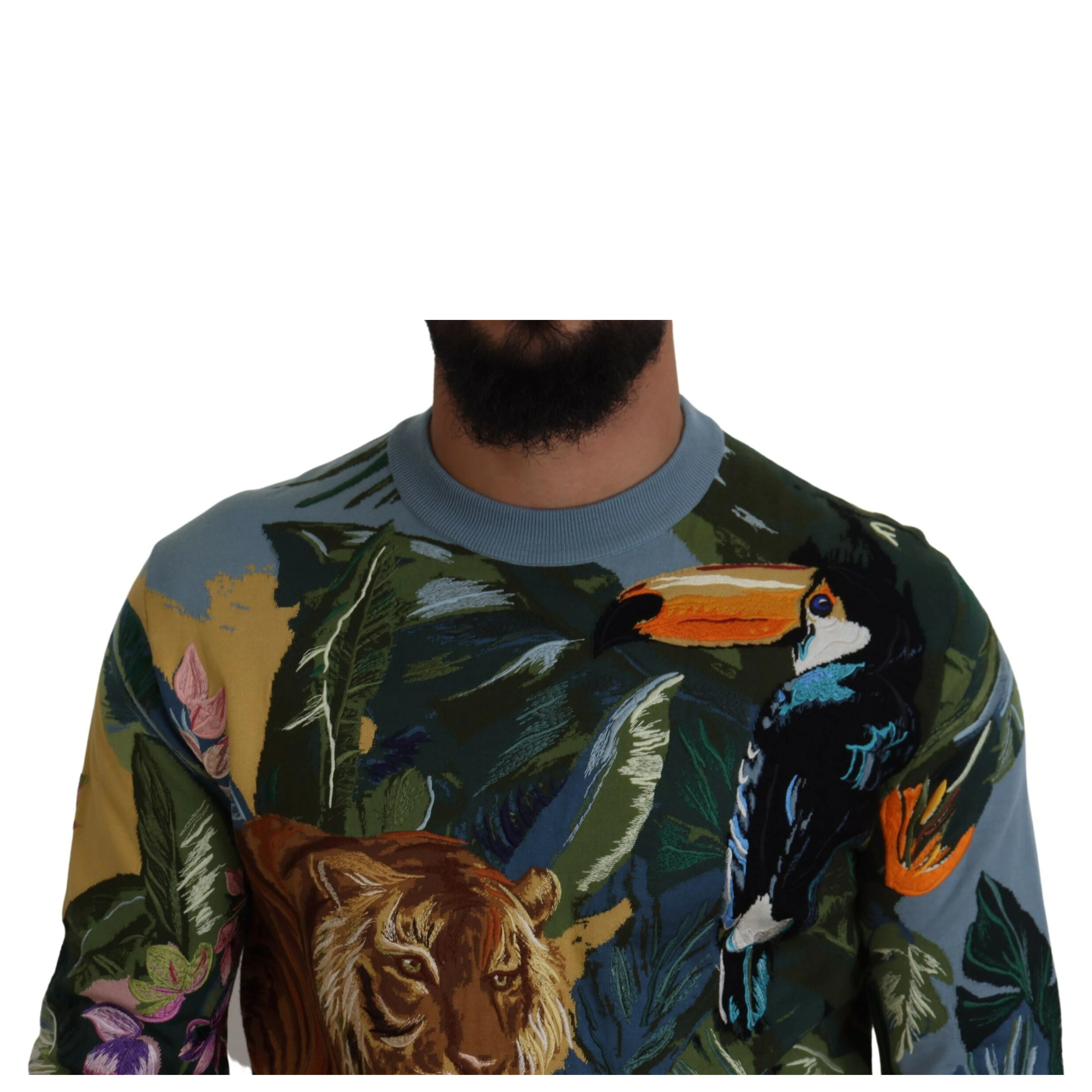 Multicolor Jungle Wool Pullover Logo Sweater