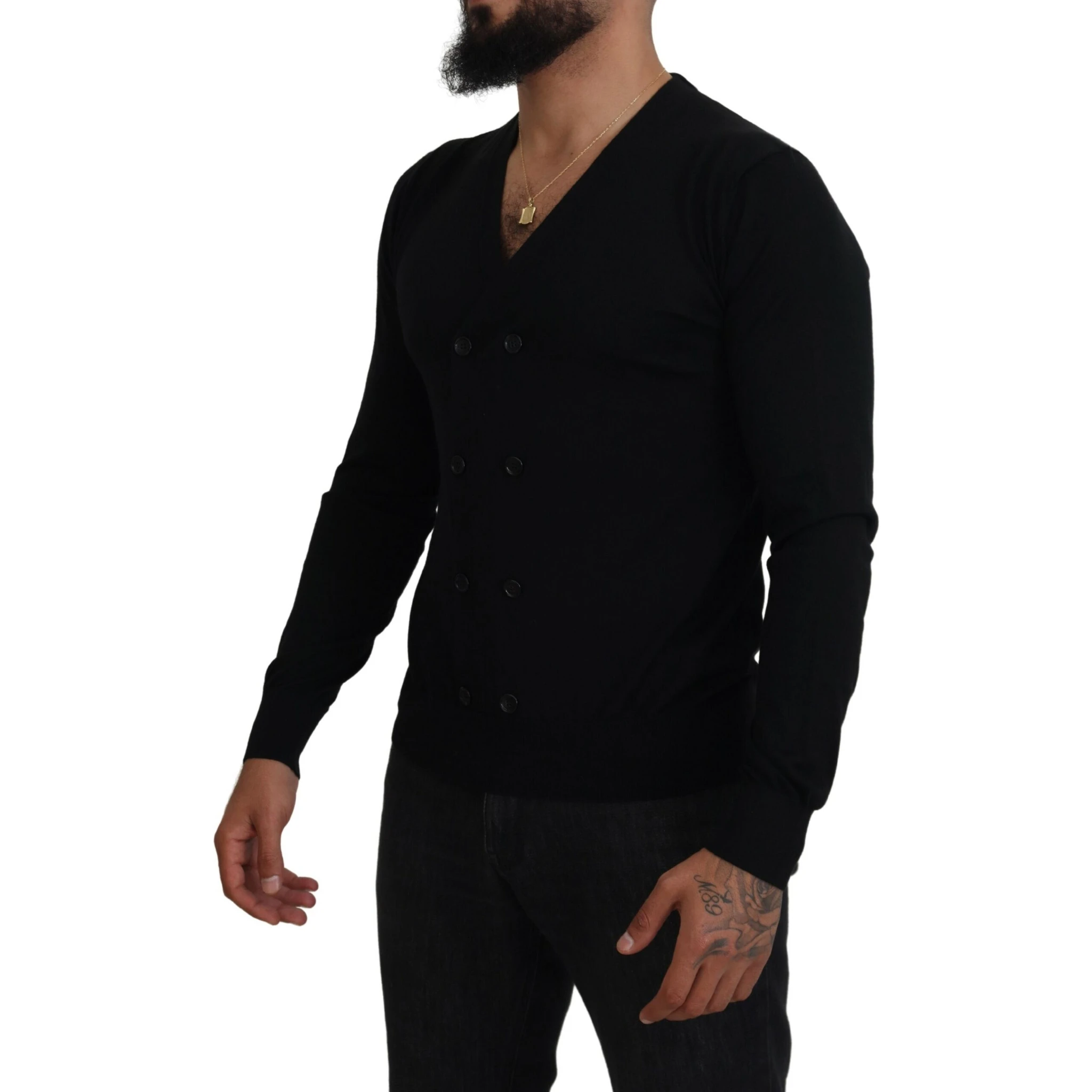 Black Cashmere Button Down Cardigan Sweater