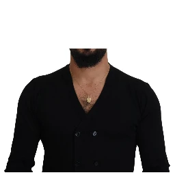 Black Cashmere Button Down Cardigan Sweater