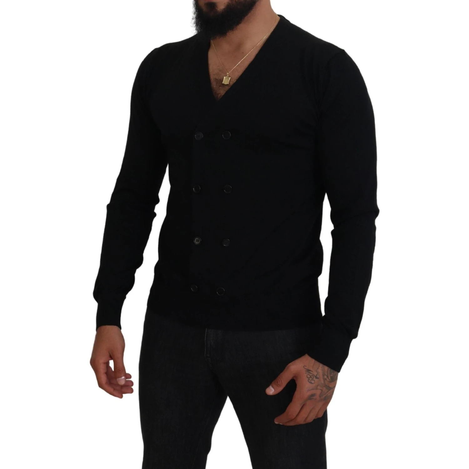 Black Cashmere Button Down Cardigan Sweater