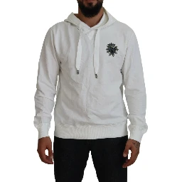 White Cotton Hooded Sweatshirt Logo Sweater