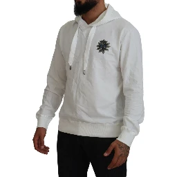 White Cotton Hooded Sweatshirt Logo Sweater