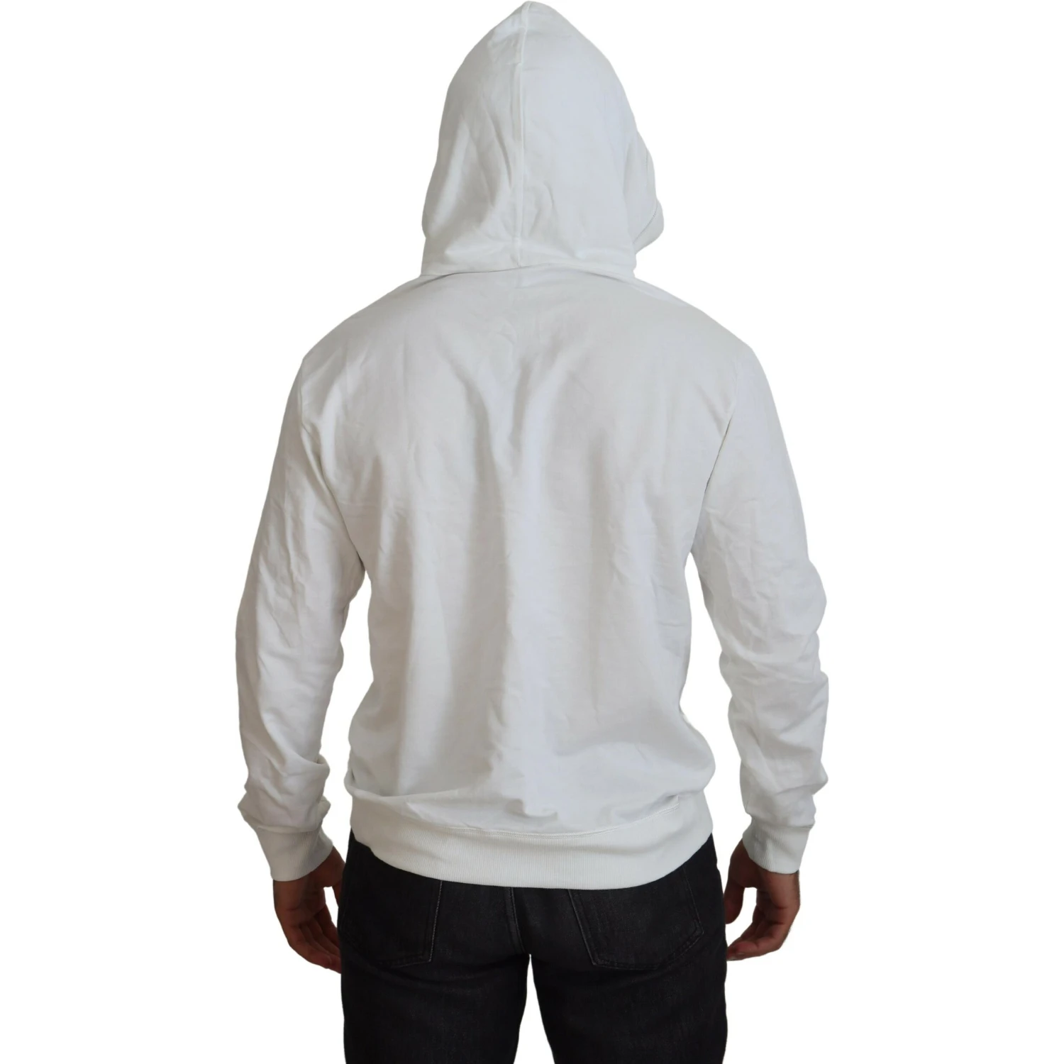 White Cotton Hooded Sweatshirt Logo Sweater