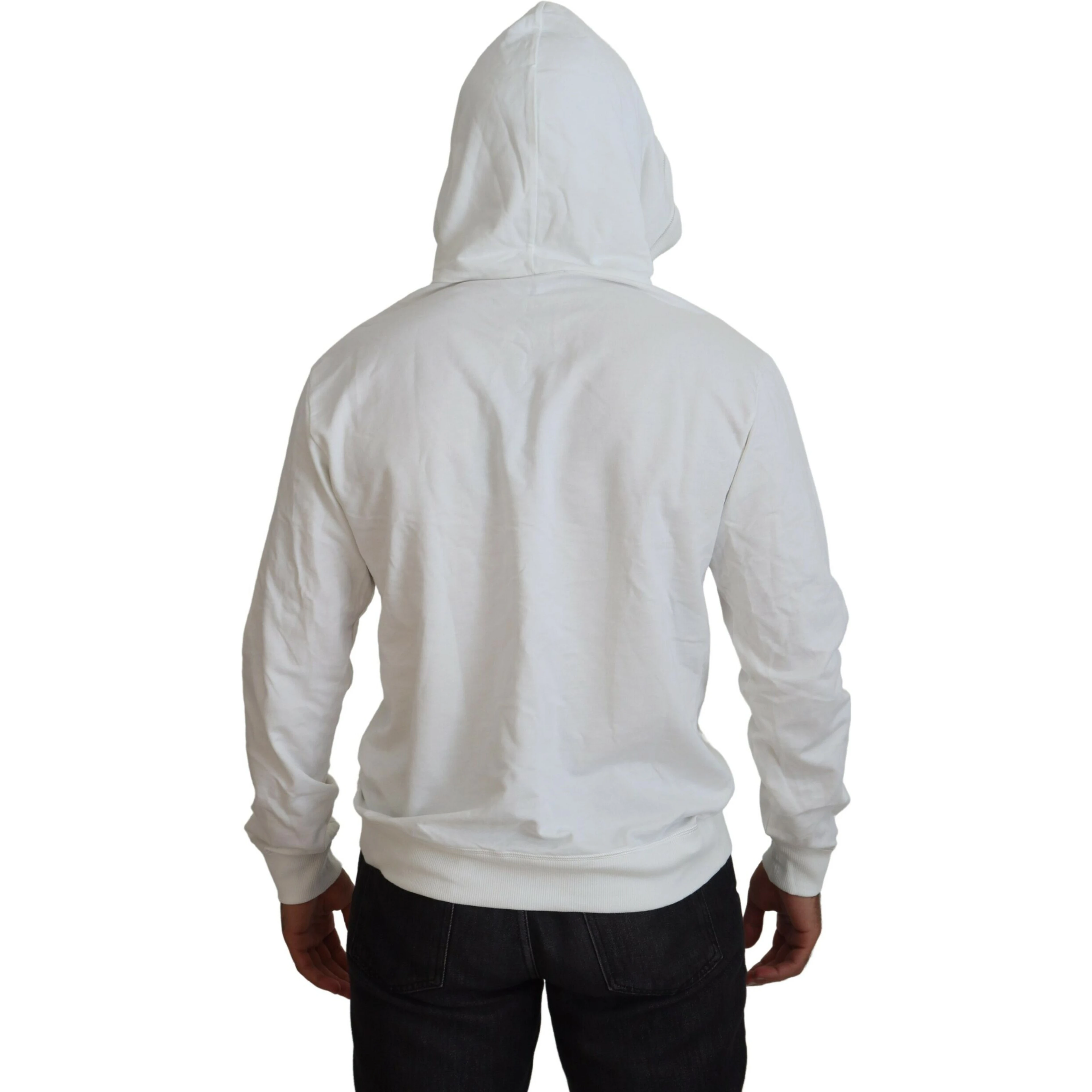White Cotton Hooded Sweatshirt Logo Sweater