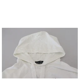 White Cotton Hooded Sweatshirt Logo Sweater