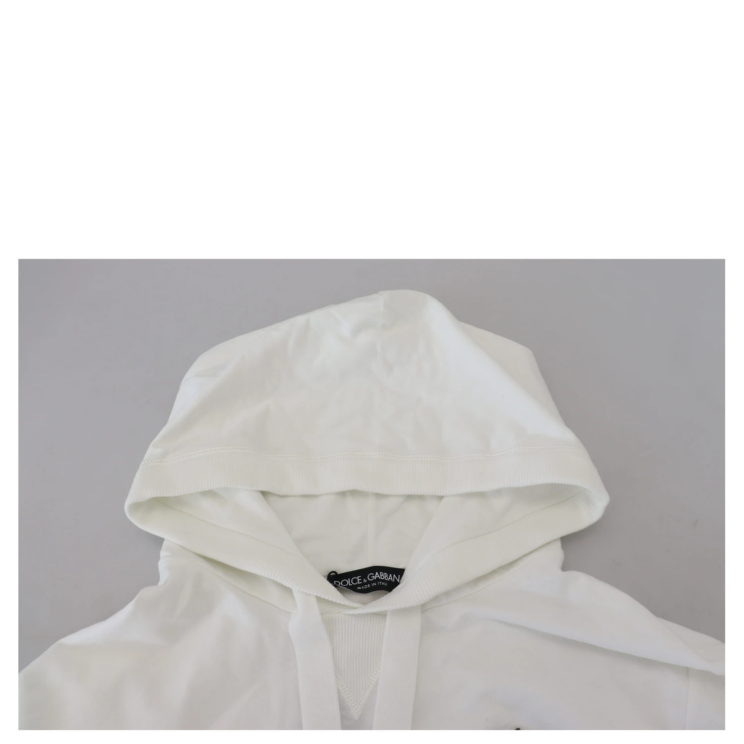 White Cotton Hooded Sweatshirt Logo Sweater